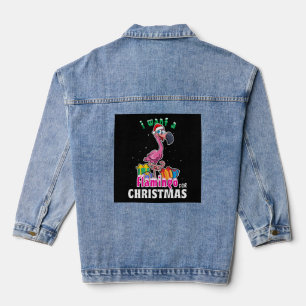 I want a Flamingo for christmas pink Flamenco Jeansjacke