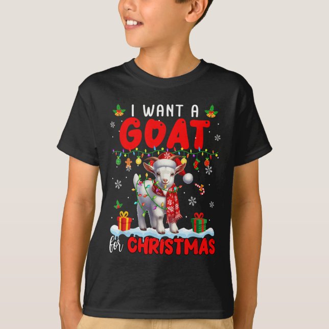 I Want A Goat For Christmas Santa Goat Farmer Ranc T-Shirt (Vorderseite)