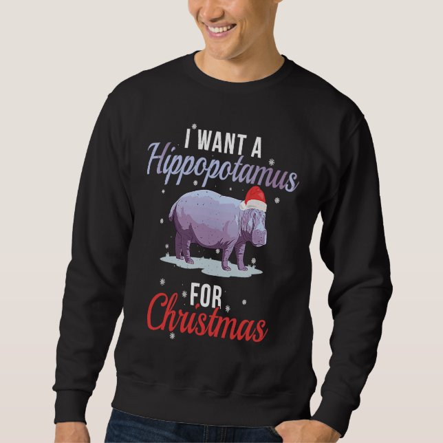 I Want A Hippopotamus for Christmas Baseball Sweatshirt (Vorderseite)