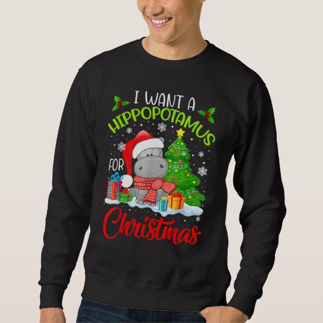I Want A Hippopotamus For Christmas Cute Xmas Cost Sweatshirt (Vorderseite)