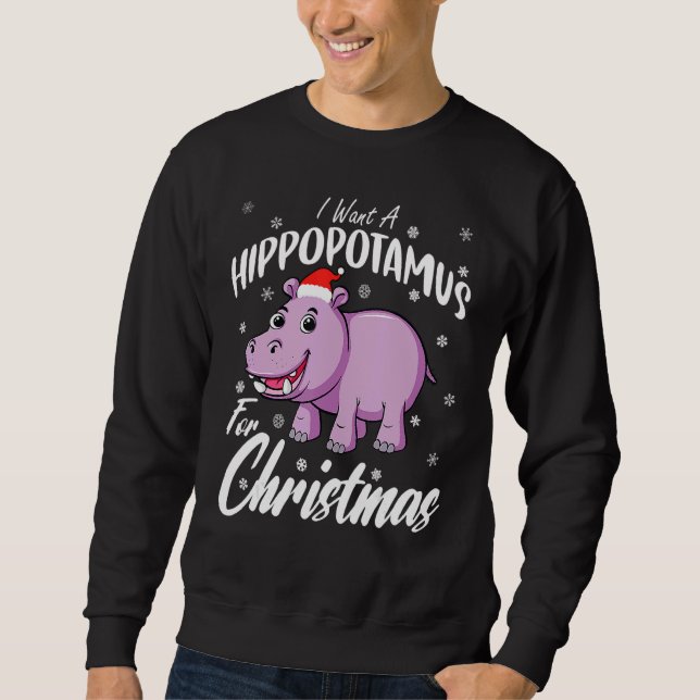 I Want A Hippopotamus For Christmas  Xmas Hippo Sweatshirt (Vorderseite)