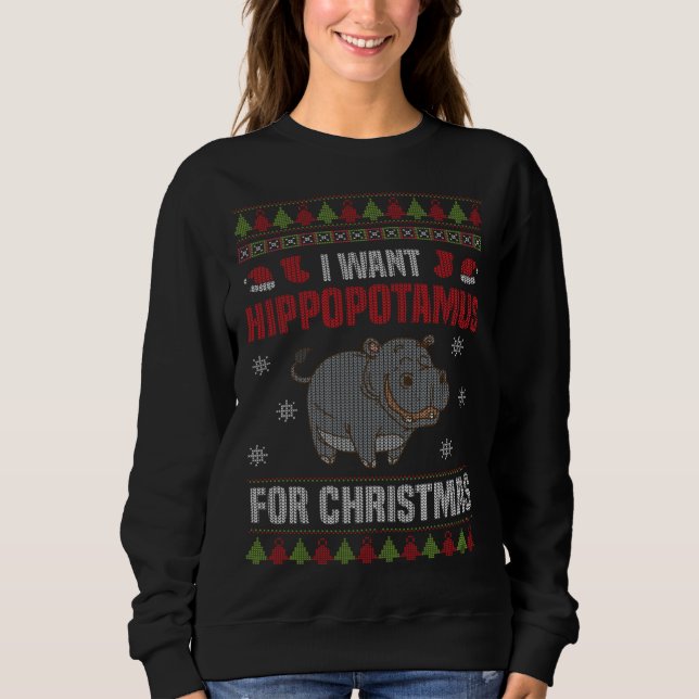 I Want A Hippopotamus For Christmas Xmas Hippo Sweatshirt (Vorderseite)