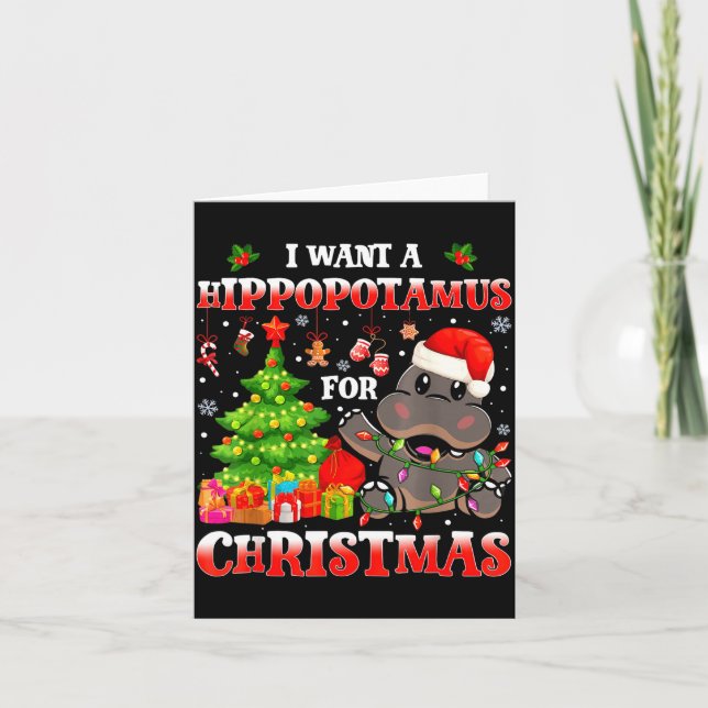 I Want A Hiptamus Christmas Funny Xmas Hip Lover  Karte (Vorderseite)