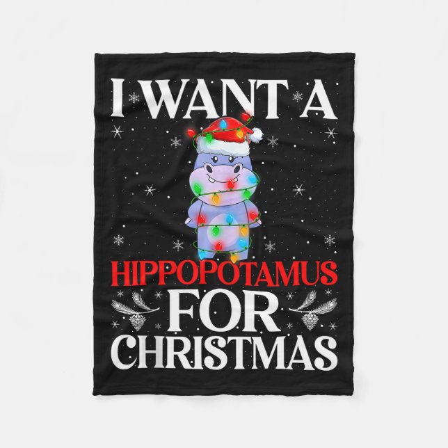 I Want A Hiptamus For Christmas Hip Xmas Girl Kid  Fleecedecke (Vorderseite)
