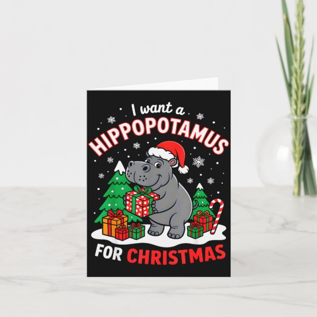 I Want A Hiptamus For Christmas Xmas Hip For Kid W Karte (Vorderseite)