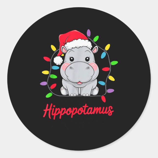 I Want A Hiptamus For Christmas Xmas Hip Lover Fun Runder Aufkleber (Vorderseite)