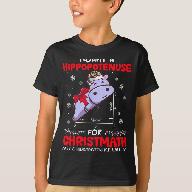 I Want A Hiptenuse For Christmath Math Teacher Chr T-Shirt (Vorderseite)