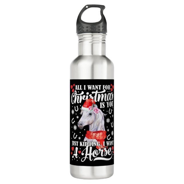I Want A Horse Christmas Horse Shirt Edelstahlflasche (Vorderseite)