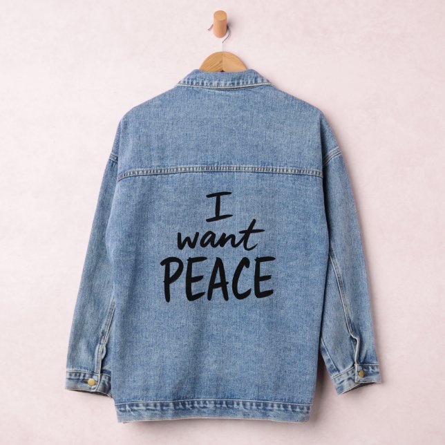 “I Want Peace” design Denim Jacket Jeansjacke (Hangar)