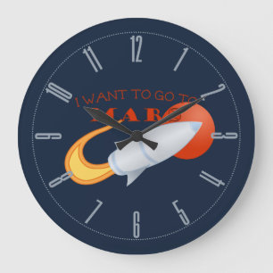 I Want To Go To Mars Große Wanduhr