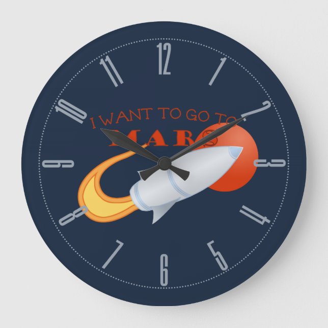 I Want To Go To Mars Große Wanduhr (Vorderseite)