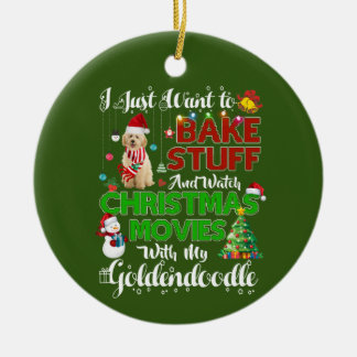 I want to watch christmas movies GOLDENDOODLE Keramik Ornament