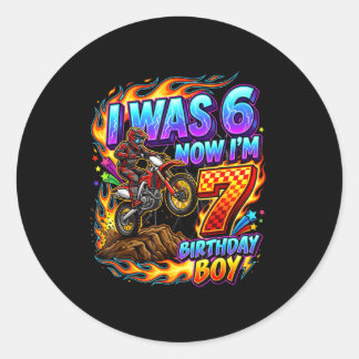 I was 6 i'm 7 year old birthday boy motocross 7th runder aufkleber