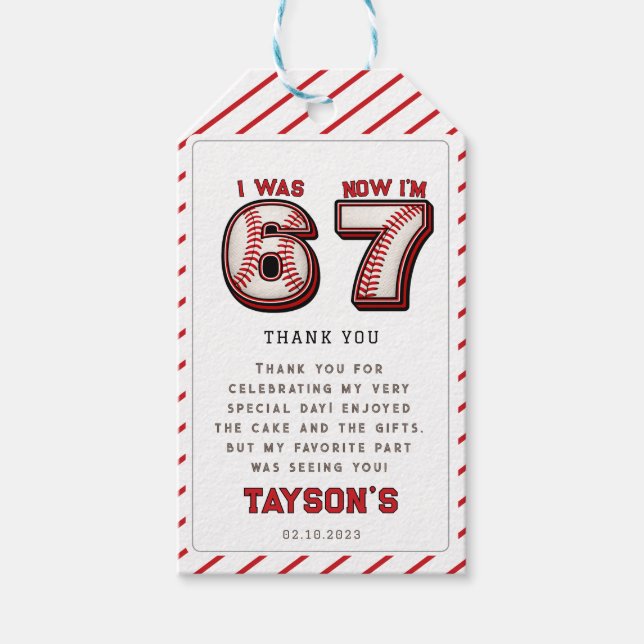 I Was 6, Now I’m 7 – Baseball 7th Birthday Geschenkanhänger (Vorderseite)