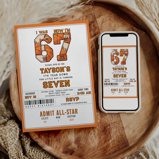 I Was 6, Now I’m 7 – Basketball 7th Birthday Einladung (I Was 6, Now I’m 7 – Basketball 7th Birthday Invitation
)