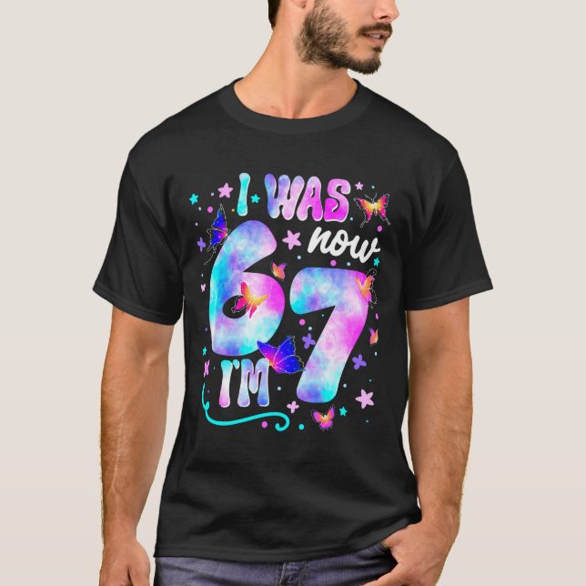 I Was 6 Now I’m 7 Butterfly 7th Birthday Girls Kid T-Shirt (Vorderseite)