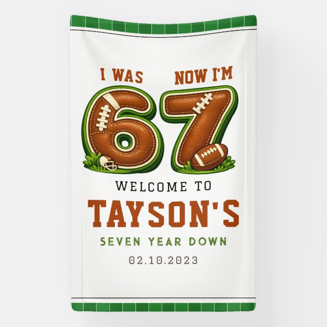 I Was 6, Now I’m 7 – Football America 7th Birthday Banner (Vertikal)