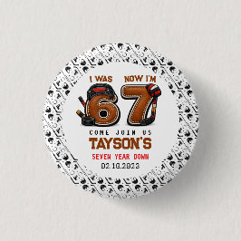 I Was 6, Now I’m 7 – Hockey 7th Birthday Party Button