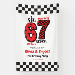 I Was 6, Now I’m 7 – Twin 7th Birthday for Kids Banner