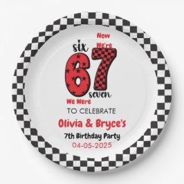 I Was 6, Now I’m 7 – Twin 7th Birthday for Kids Pappteller