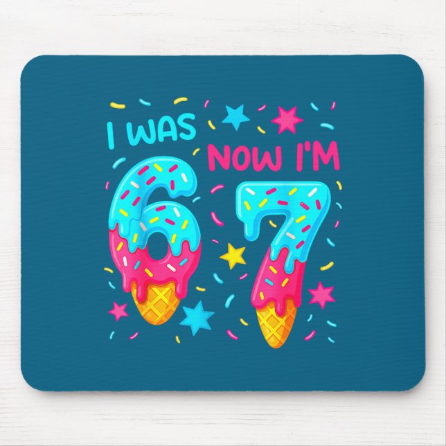 I Was 6 Now I'm 7 67 Birthday Baseball Drip 7 Year Mousepad (Vorne)