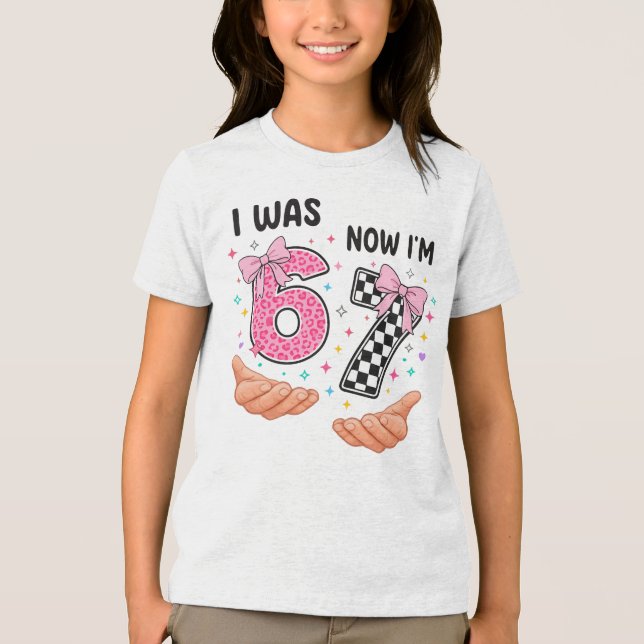 I was 6 now I'm 7 cute birthday numbers Tri-Blend Shirt (Vorderseite)