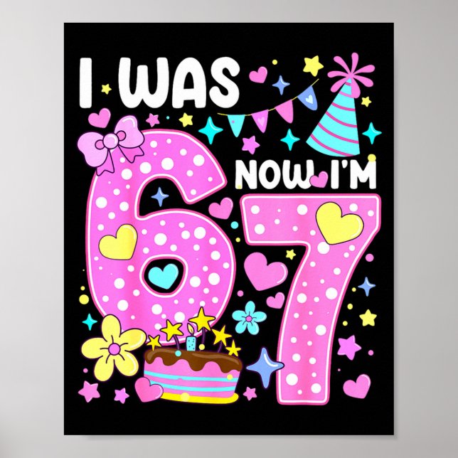 I Was 6 Now Im 7 Nk Lka Dot Seven Birthday Girl P  Poster (Vorne)