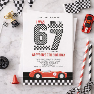 I Was 6 Now I'm 7 Race Car Boy 7th Birthday Party Einladung