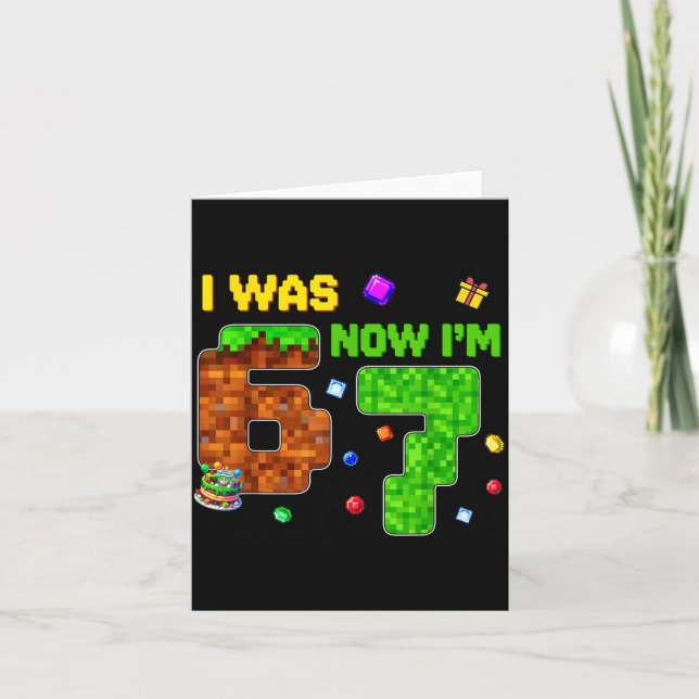 I Was 6 Now I'm 7 Six Seven 7 Years Old Birthday K Karte (Vorderseite)