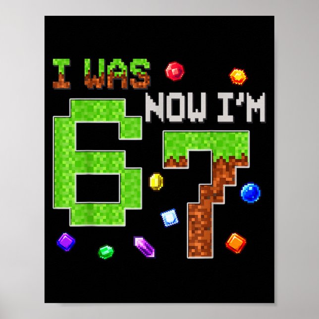 I Was 6 Now I'm 7 Six Seven 7th Birthday Boys Kids Poster (Vorne)