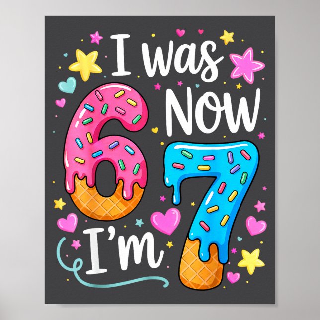 I Was 6 Now I'm 7 Year Old Birthday Kids Boys Girl Poster (Vorne)