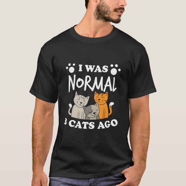 I Was Normal 3 Cats Ago Cat Humor T-Shirt (Vorderseite)