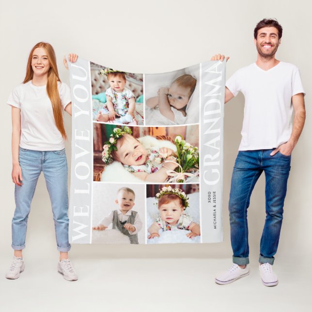 I/We Liebe You Oma 8-Foto Collage Custom Gift Fleecedecke (Beispiel)