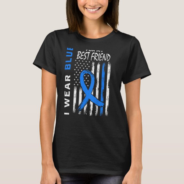 I Wear Blue Best Friend Diabetes Awareness Flag Ba T-Shirt (Vorderseite)