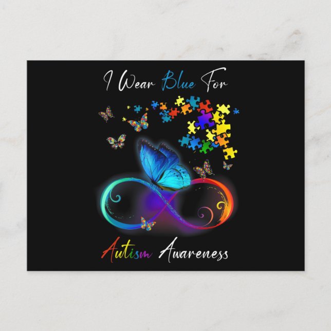 I Wear Blue For Autism Awareness shirt Puzzle Mom  Postkarte (Vorderseite)