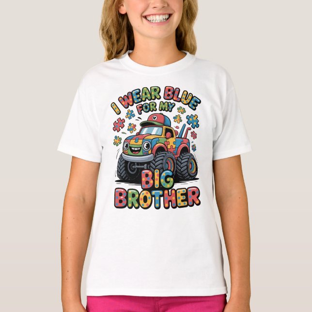 I Wear Blue for My Big Brother Autism Awareness T-Shirt (Vorderseite)