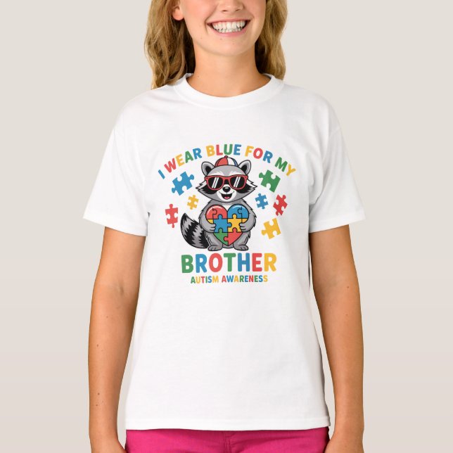 I Wear Blue for My Brother Autism Awareness  T-Shirt (Vorderseite)