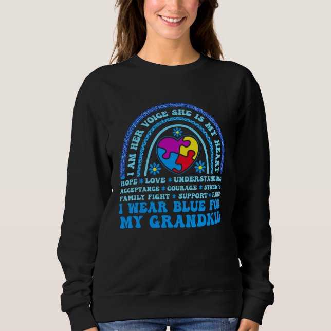I Wear Blue For My Grandkid Autism Awareness Grand Sweatshirt (Vorderseite)