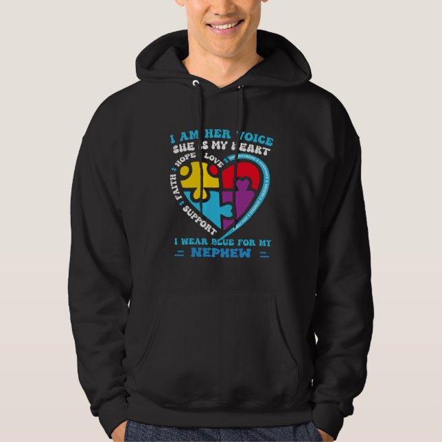 I Wear Blue For My nephew Autism Awareness groovy  Hoodie (Vorderseite)
