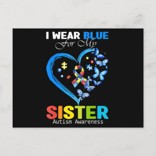 I Wear Blue For My Sister Autism Awareness Heart R Postkarte