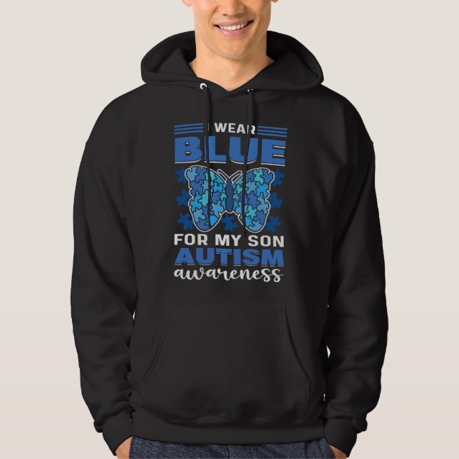 I Wear Blue For My Son Autistic Child Autism Aware Hoodie (Vorderseite)