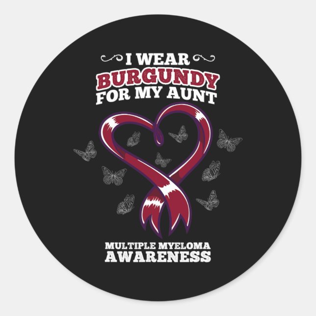 I Wear Burgundy Aunt Multiple Myeloma Awareness Bl Runder Aufkleber (Vorderseite)