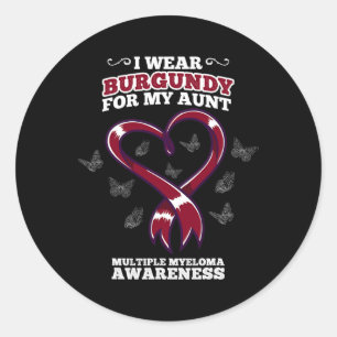 I Wear Burgundy Aunt Multiple Myeloma Awareness Bl Runder Aufkleber