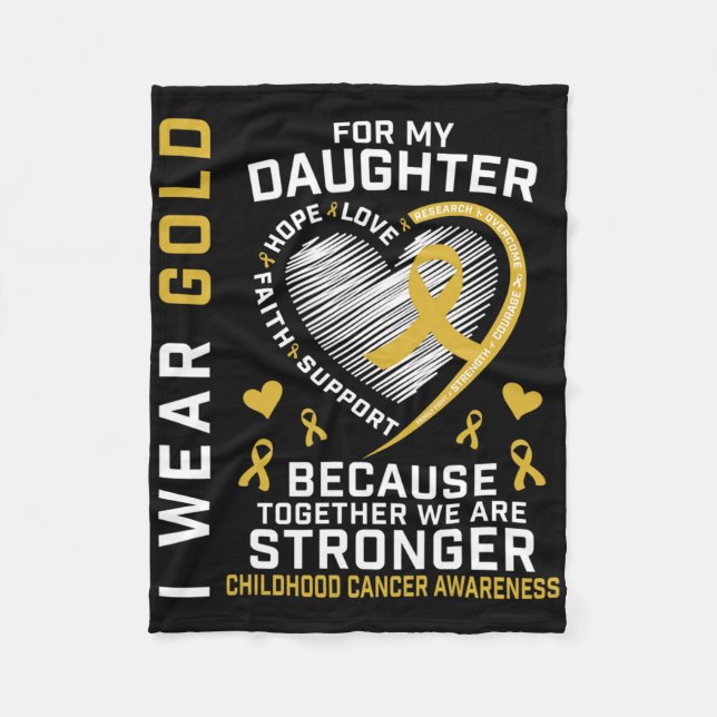 I Wear Gold For My Daughter Childhood Cancer Paren Fleecedecke (Vorderseite)