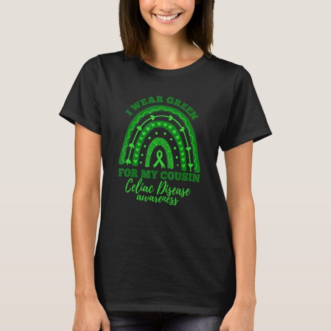 I Wear Green For My Cousin Rainbow Celiac Disease  T-Shirt (Vorderseite)