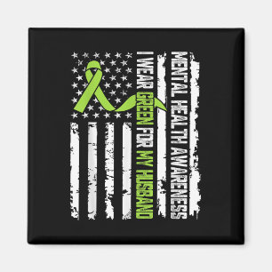 I Wear Green For My Husband Mental Health Awarenes Magnet