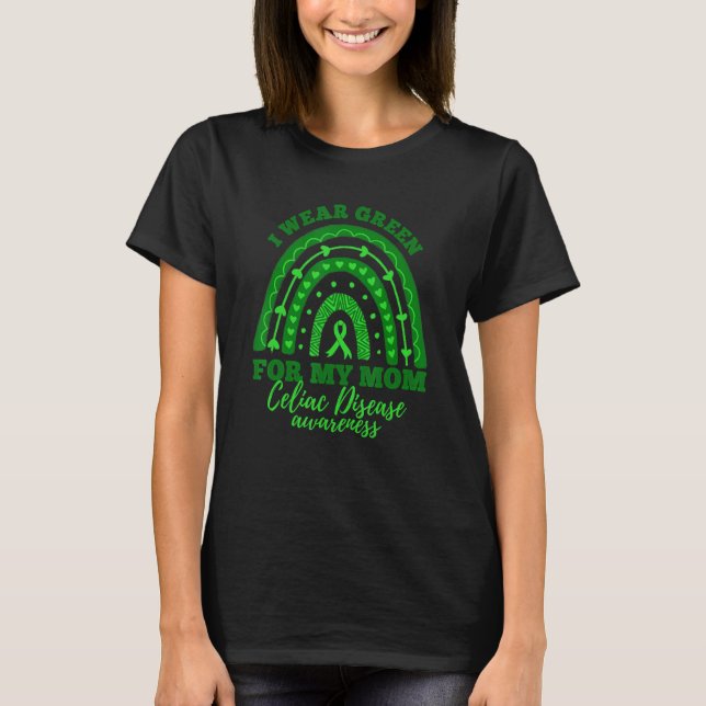 I Wear Green For My Mom Rainbow Celiac Disease Awa T-Shirt (Vorderseite)