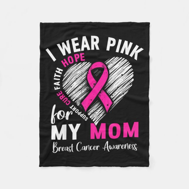I Wear Nk For My Mom Breast Cancer Awareness Suprt Fleecedecke (Vorderseite)
