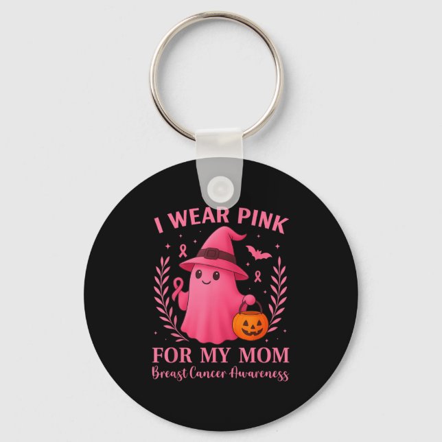 I Wear Nk For My Mom Breast Cancer Halloween Kid W Schlüsselanhänger (Vorderseite)