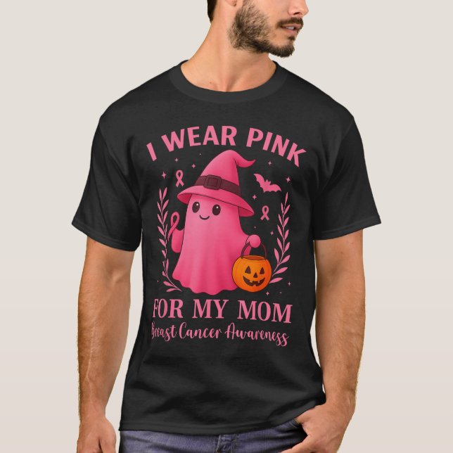 I Wear Nk For My Mom Breast Cancer Halloween Kid W T-Shirt (Vorderseite)